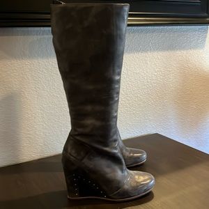 Navy UGG leather boots